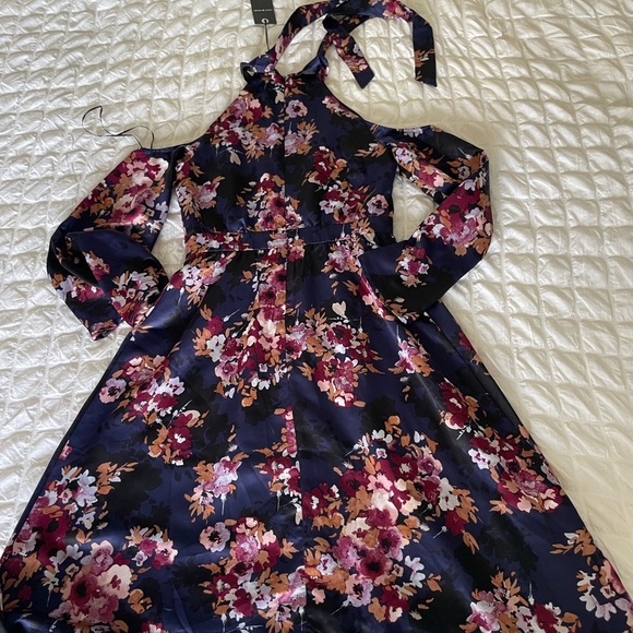 Lucky Brand Blue Floral Cold Shoulder Asymmetrical Dress - Picture 10 of 13